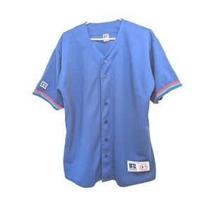 Russell Athletic Royal Blue Baseball Jersey Button Up Short Sleeve Men L Canada